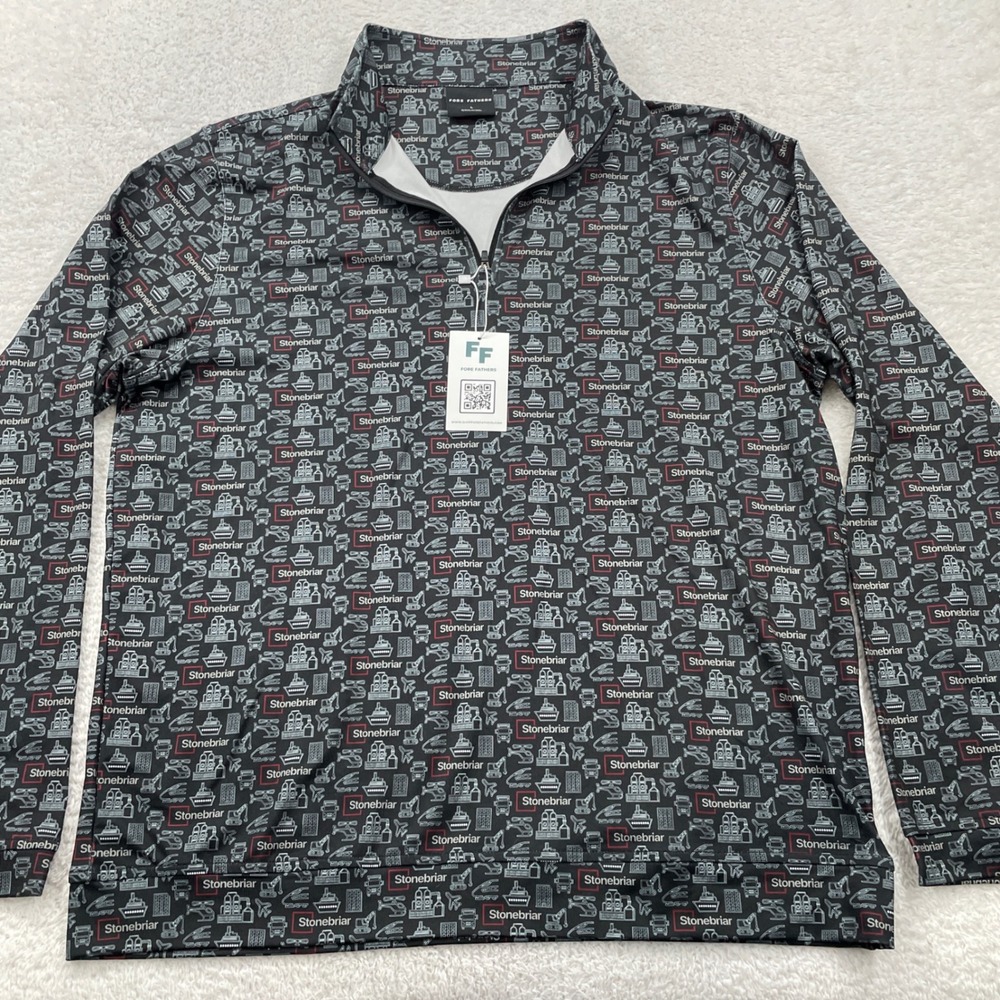 NEW Fore Fathers Stonebriar Print Quarter‎ Zip Pullover Mens Size L Golf